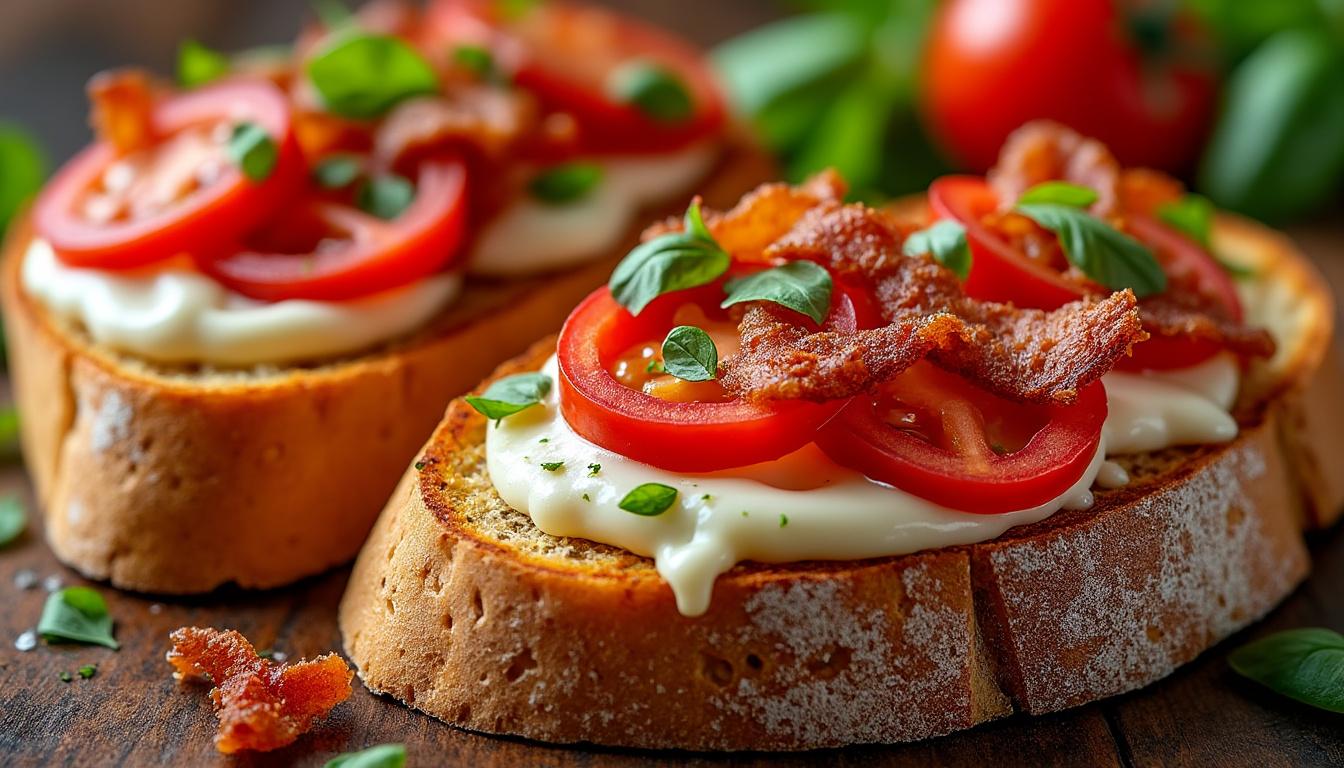découvrez notre recette de bruschetta gourmande aux lardons croustillants, alliant saveurs italiennes et textures croquantes pour un apéritif savoureux et facile à préparer.