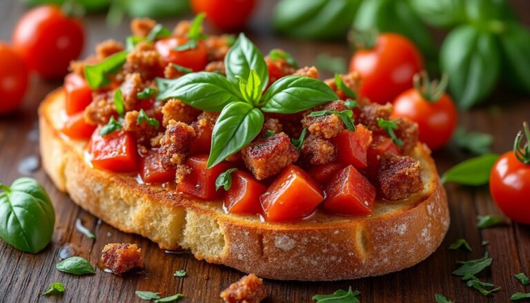 Bruschetta gourmande aux lardons croustillants