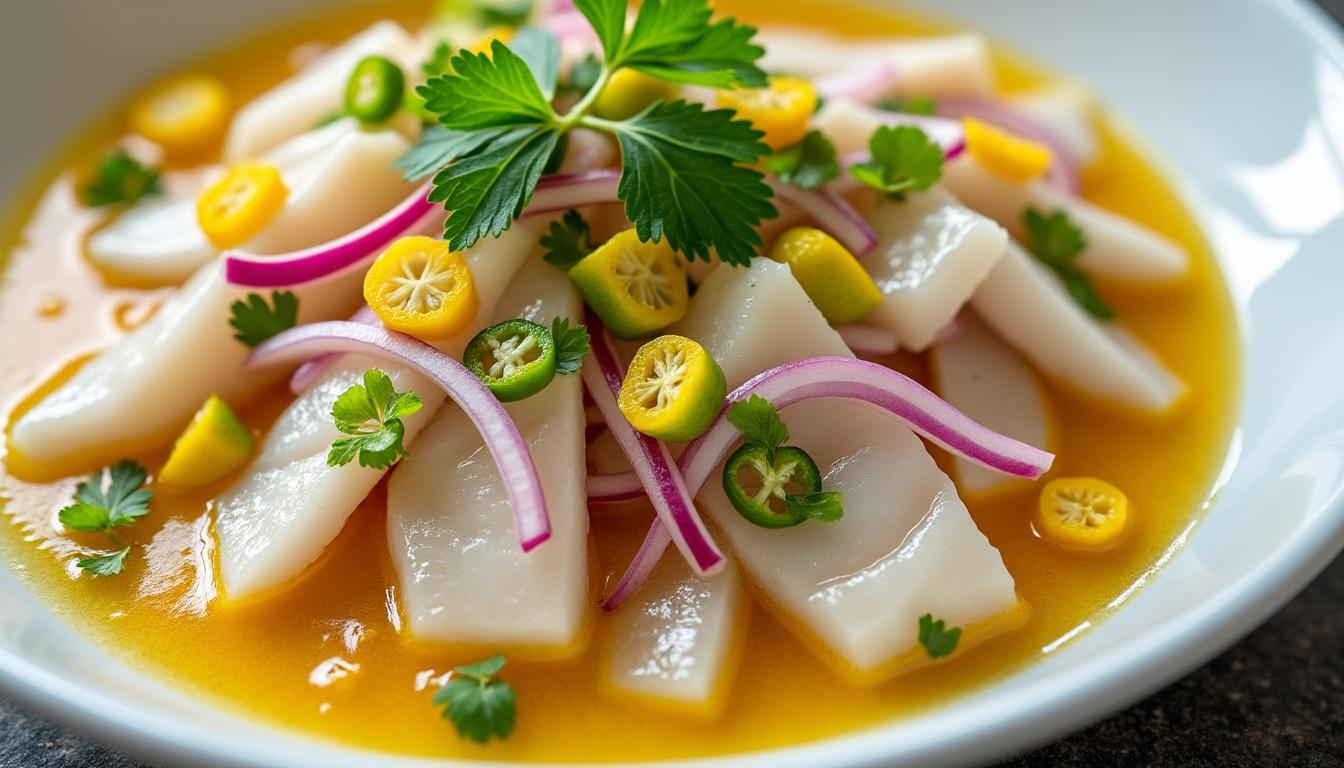 découvrez la recette originale du ceviche péruvien, un plat frais et savoureux, ainsi que ses délicieuses déclinaisons pour épater vos papilles.