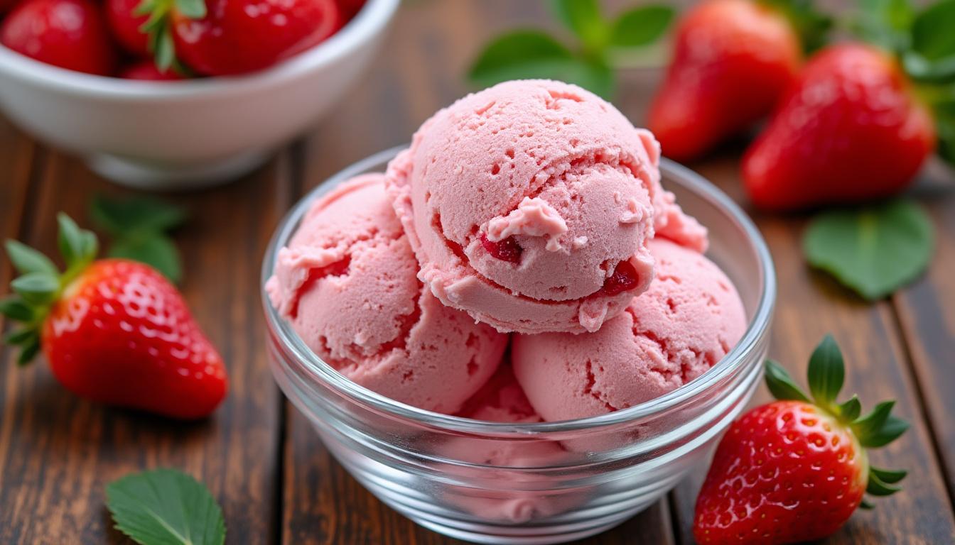 découvrez notre recette facile et rapide de glace à la fraise maison, un délice rafraîchissant parfait pour les journées ensoleillées.