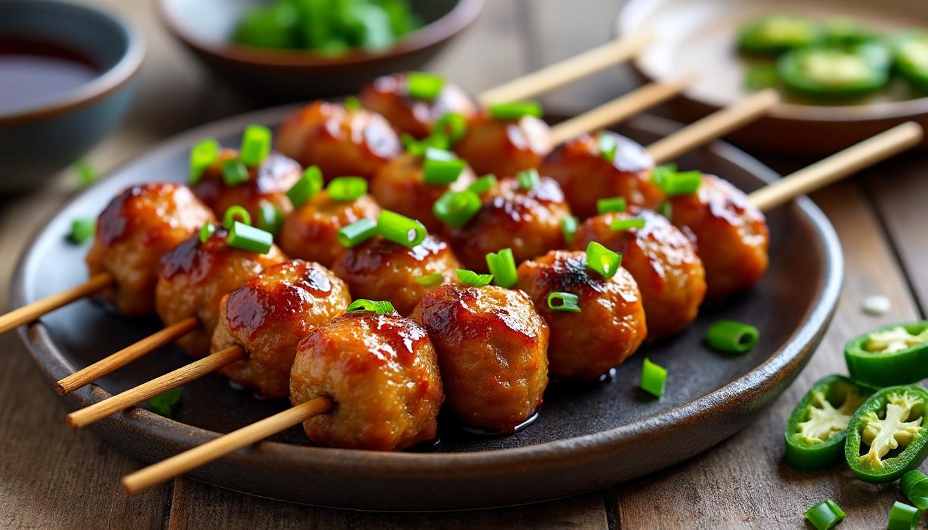 découvrez les délicieuses brochettes de poulet yakitori tsukuné, une spécialité japonaise traditionnelle aux saveurs authentiques, parfaites pour un repas gourmand et convivial.
