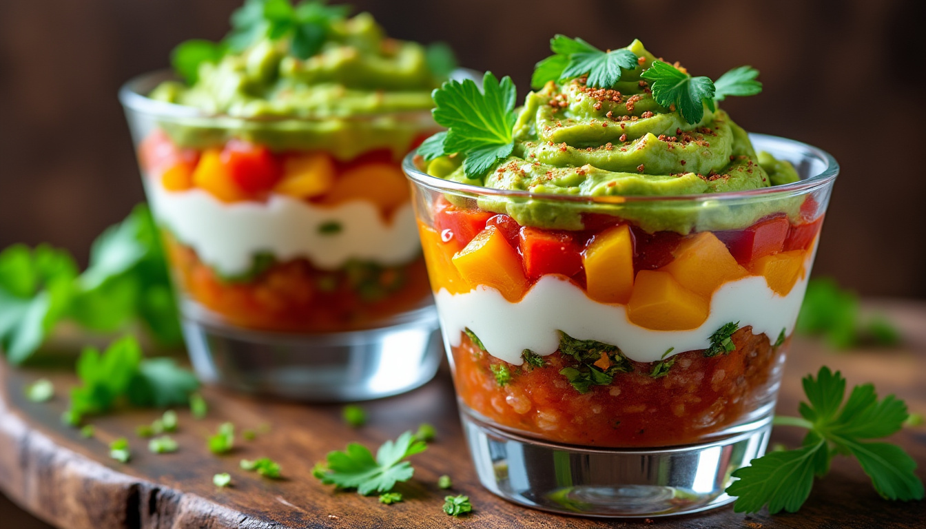 découvrez notre duo de saveurs en verrine et embarquez pour une escapade mexicaine à chaque bouchée, entre fraîcheur et épices authentiques.