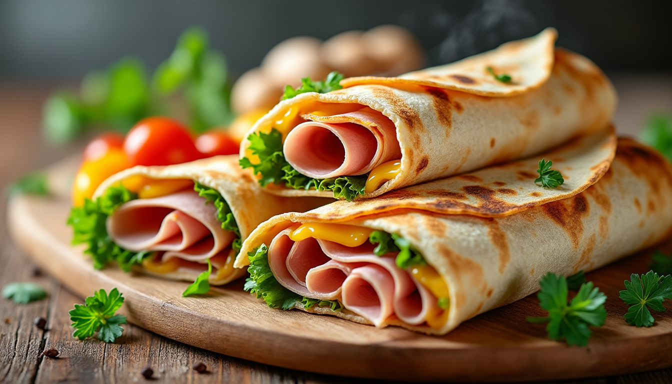 découvrez nos délicieux wraps au jambon cru et fromage fondant, une recette savoureuse et facile à préparer pour un repas gourmand et rapide.