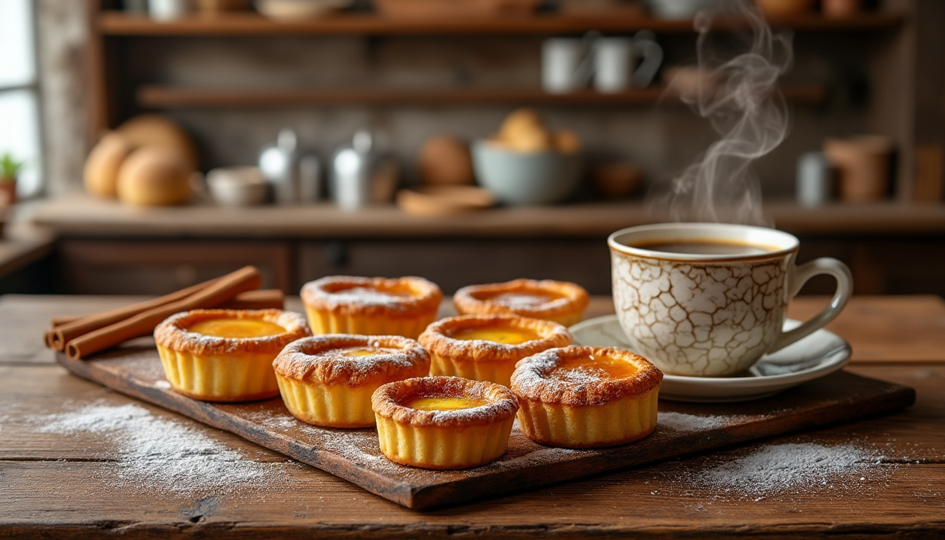 savourez les pastéis de nata, ces délicieuses tartes portugaises à la crème, véritable incontournable de la pâtisserie traditionnelle. découvrez leur goût unique et laissez-vous tenter par cette spécialité irrésistible !