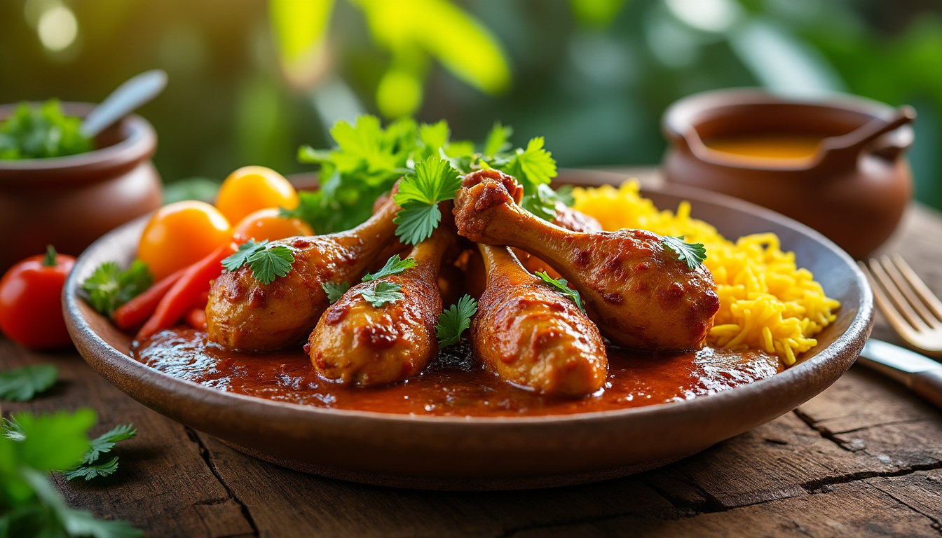 savourez le poulet massalé réunionnais, un plat typique et épicé de l'île de la réunion, alliant saveurs exotiques et traditions locales pour un voyage gustatif inoubliable.