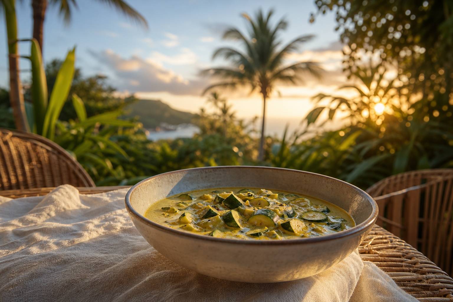 Délicieux curry de courgettes fondantes au lait de coco crémeux