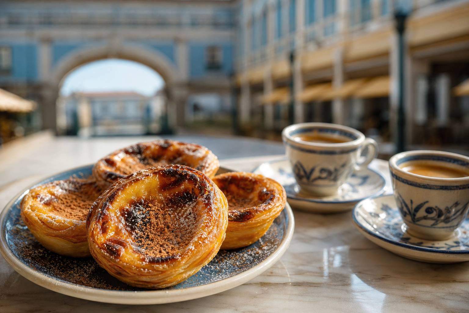 Pasteis de nata portugais cannelle sucre et cafe expresso