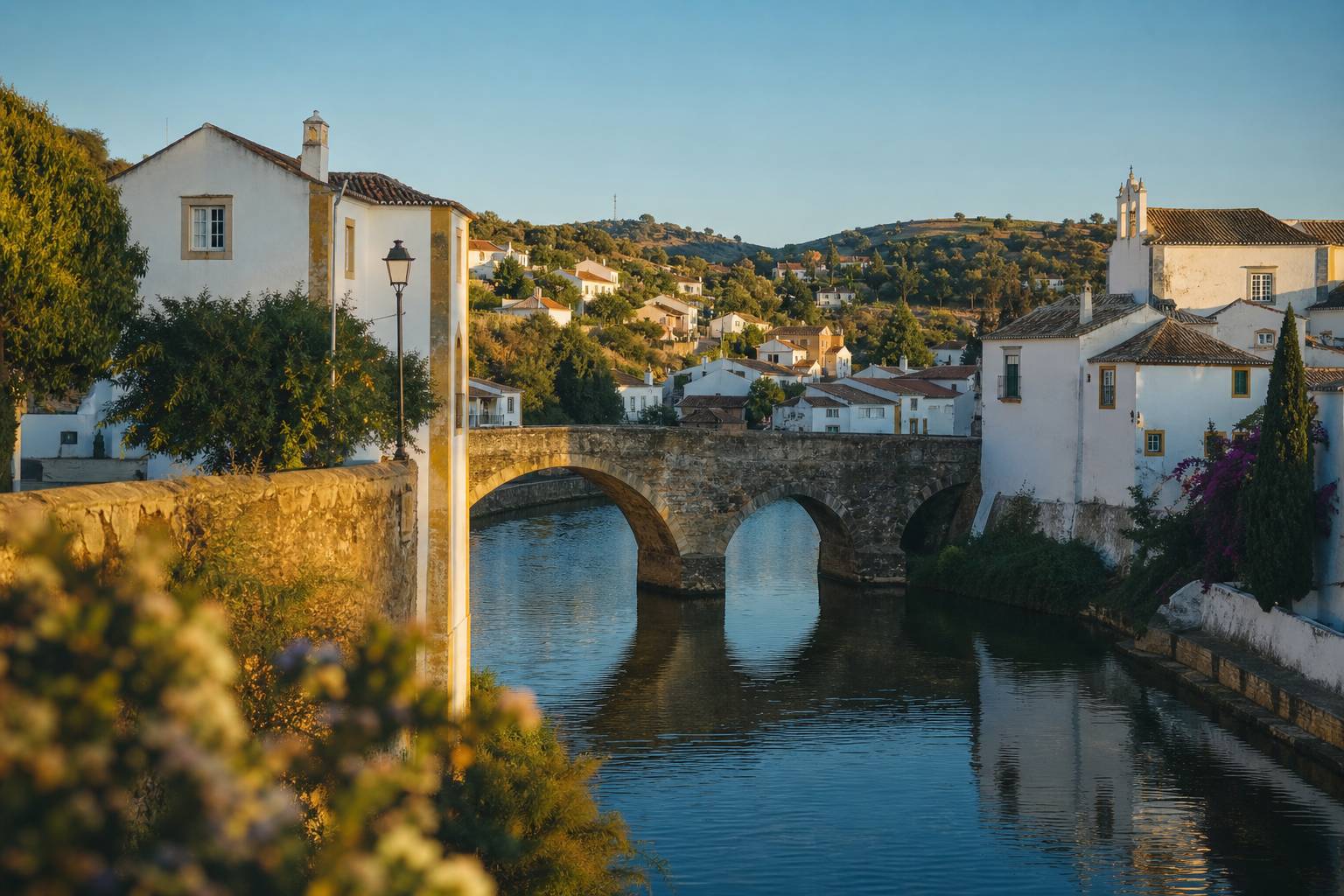 Village portugais pittoresque avec pont médiéval et ruelles pavées